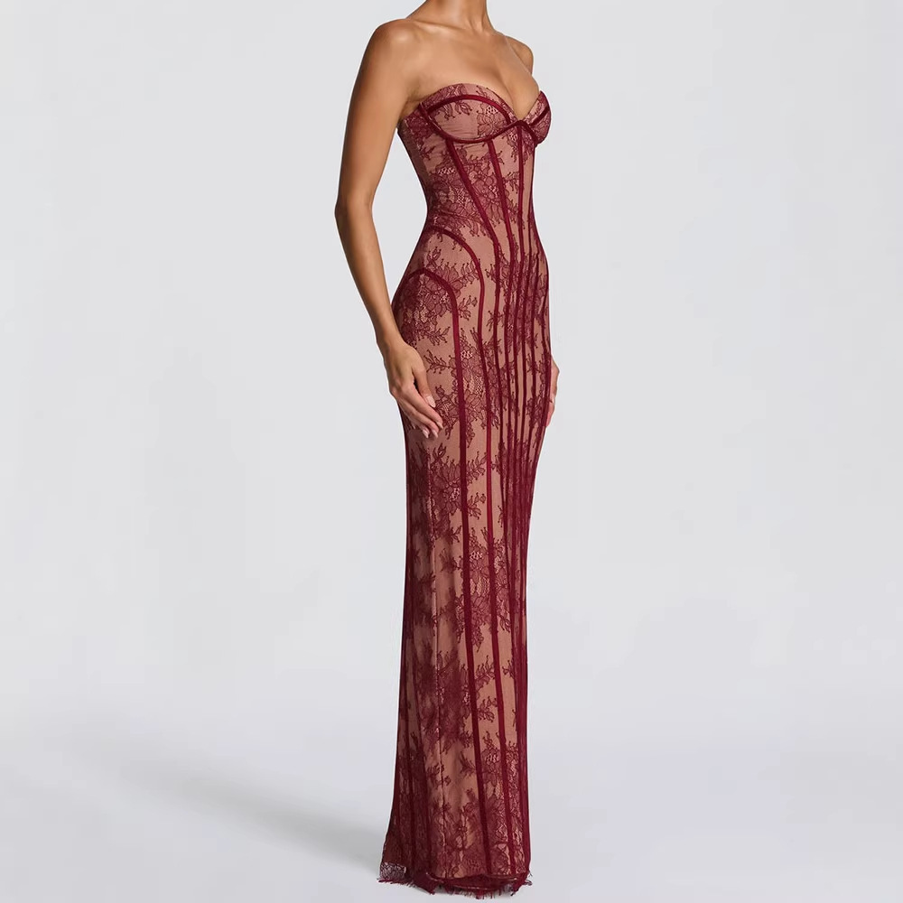 Women Formal Wear For Party - Strapless Bodycon Maxi Dress for Women