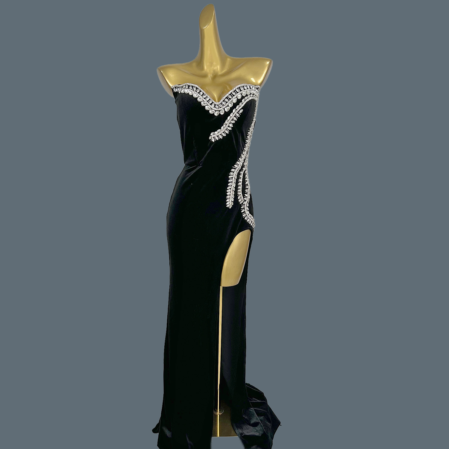 Black Velvet Floor-length Dres - Women Formal Wear Photoshoot review and price
