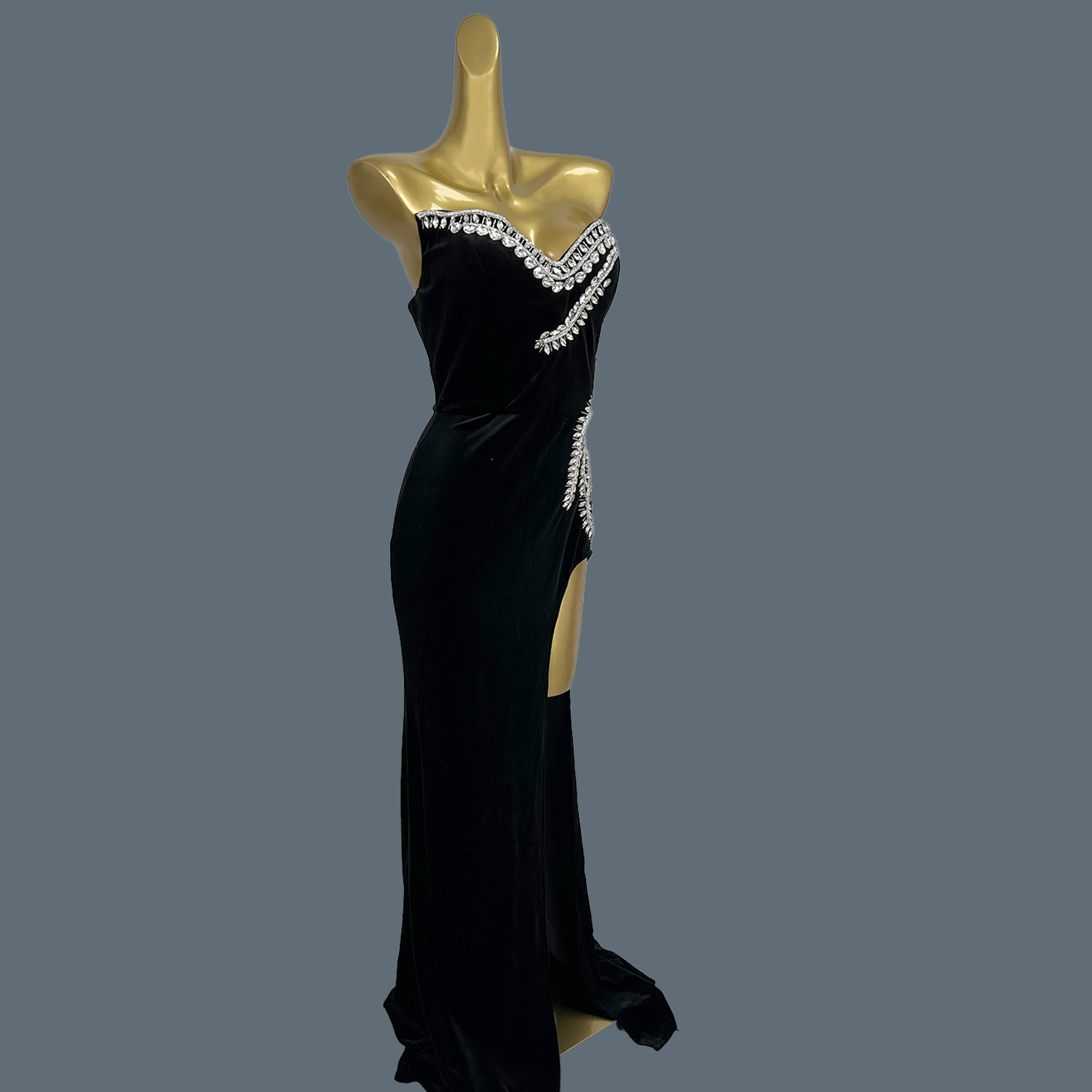 Black Velvet Floor-length Dres - Women Formal Wear Photoshoot review and price