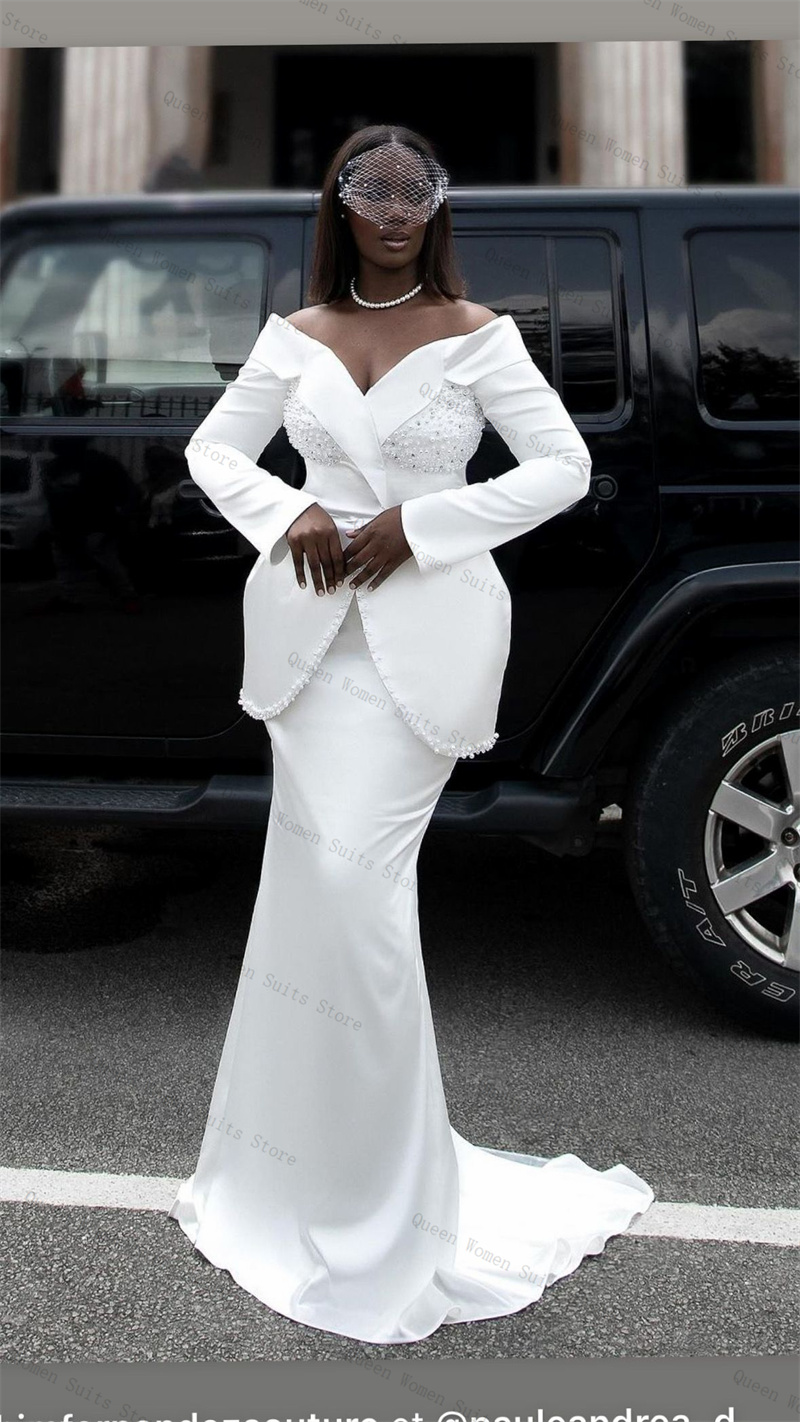 White Pearls Women Suit Skirt  - Women Formal Wear With Skirt review and price