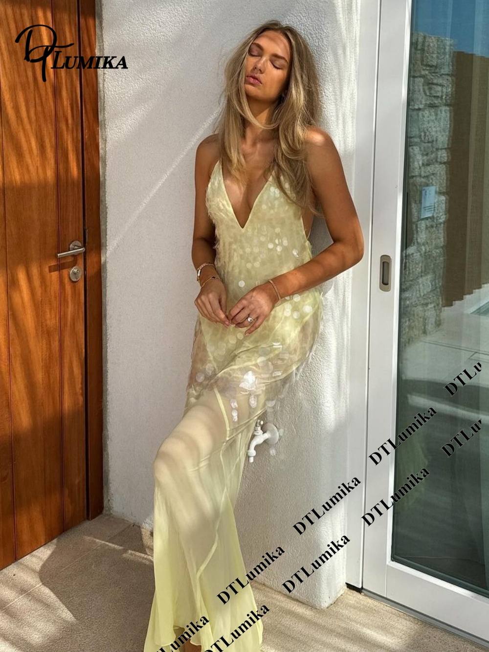 DTLumika Pale Yellow Sequin Sl - Women Formal Wear Dress review and price