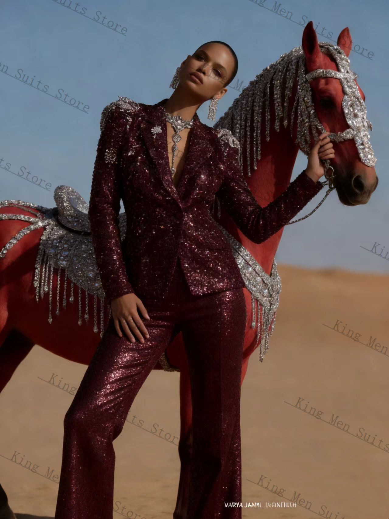 Burgundy Shiny Women Suit Set  - Women'S Formal Wear For A Wedding Guest review and price