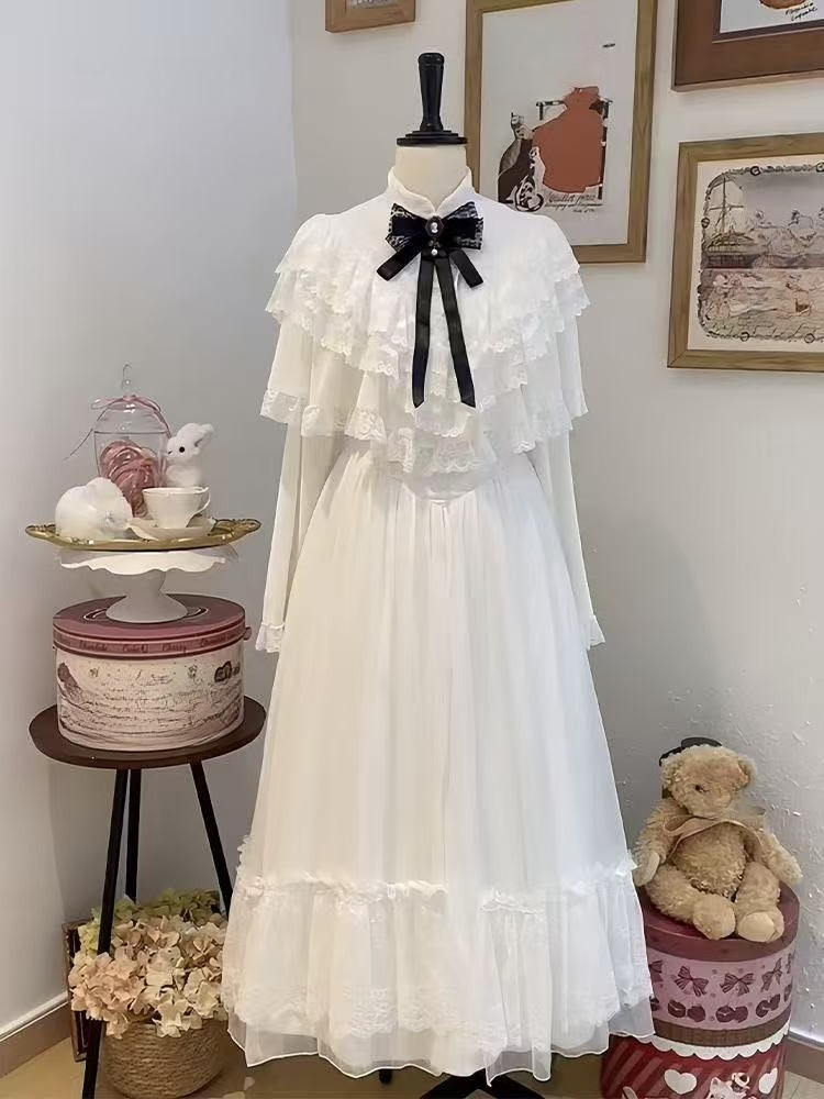 Japanese Short Sleeve Bow Lace - Women Formal Wear With Skirt review and price