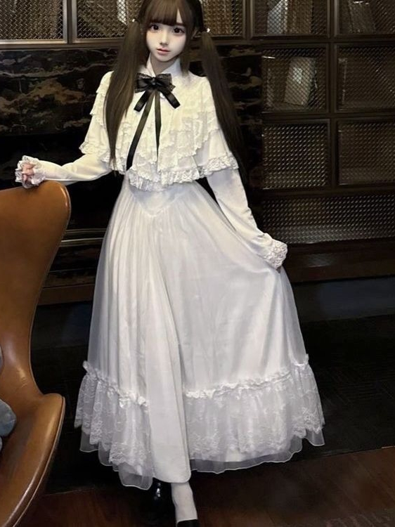 Japanese Short Sleeve Bow Lace - Women Formal Wear With Skirt review and price