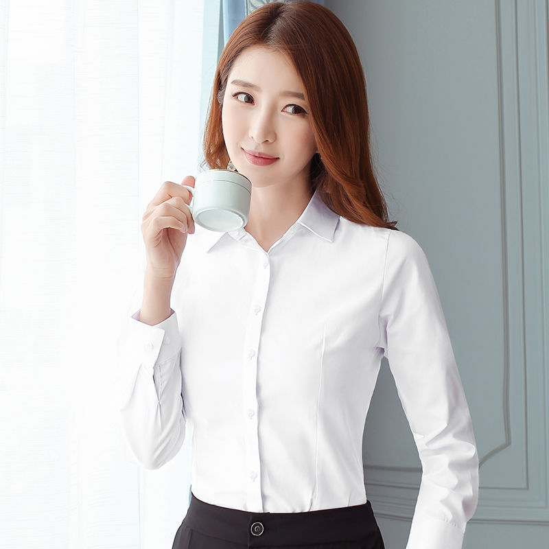 Korean Slim Black White Blouse - Women Formal Wear Office review and price