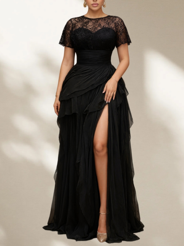 Elegant Plus Size Lace Mesh Ev - Women Formal Wear Dress review and price