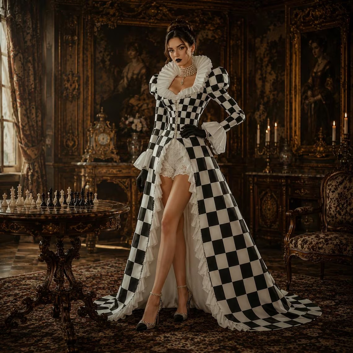 Custom Made Black White Checke - Women Formal Wear Dress review and price