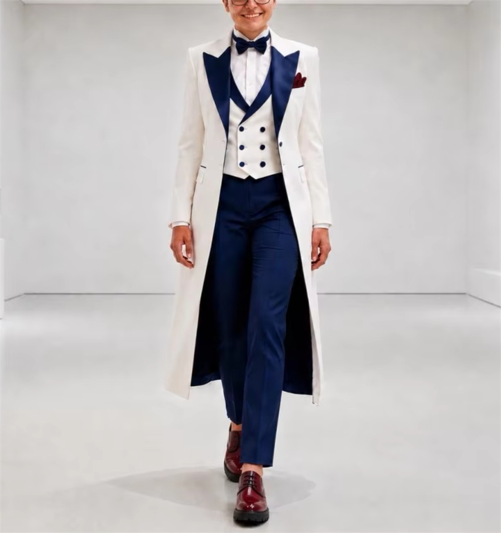 Navy Blue White Women's Jacket - Women Formal Wear Office review and price